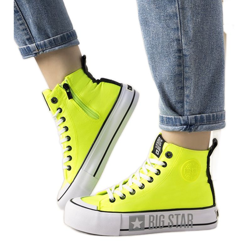 Yellow neon sneakers Big Star for women Balvin grey