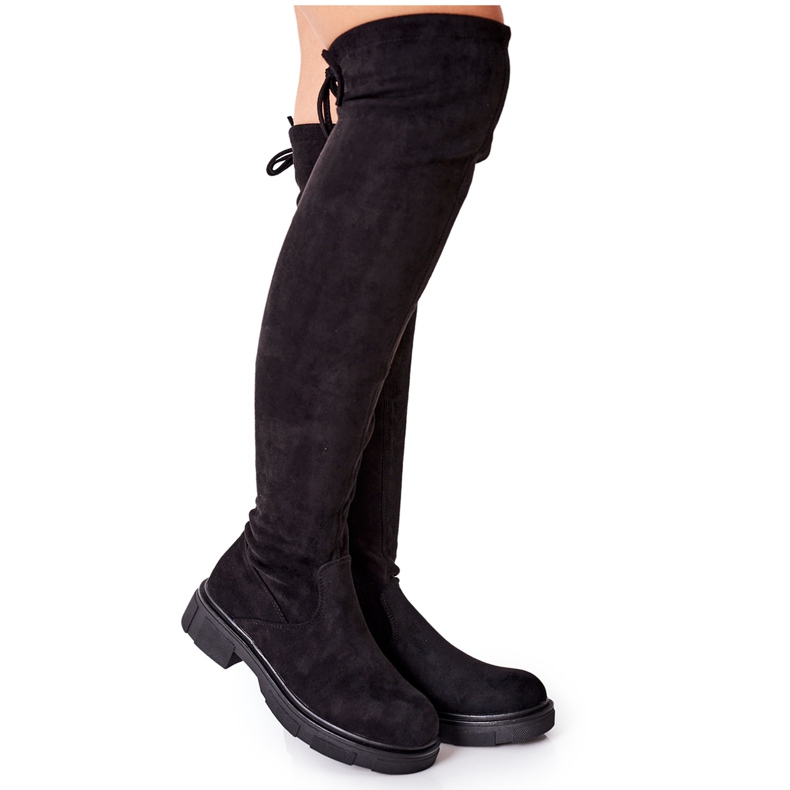 PS1 Black Selina Suede Over The Knee Boots