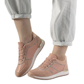 Ecoma pink sneakers with a snake skin pattern
