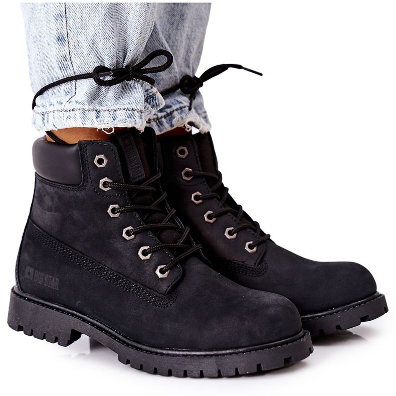 Women's Leather Hiking Boots Big Star II274446 Black Women's Leather Hiking Boots Big Star II274446 Black