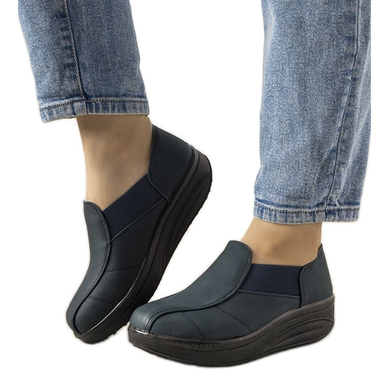 Navy blue shoes on a high Spike sole