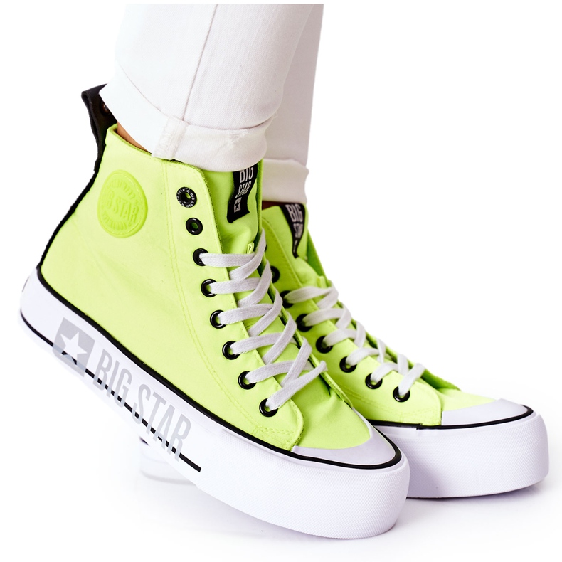 High Sneakers On The Big Star II274015 Neon Yellow Platform