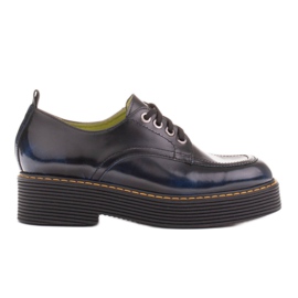Marco Shoes Chiara loafers in brushed leather black blue Marco Shoes Chiara loafers in brushed leather black blue