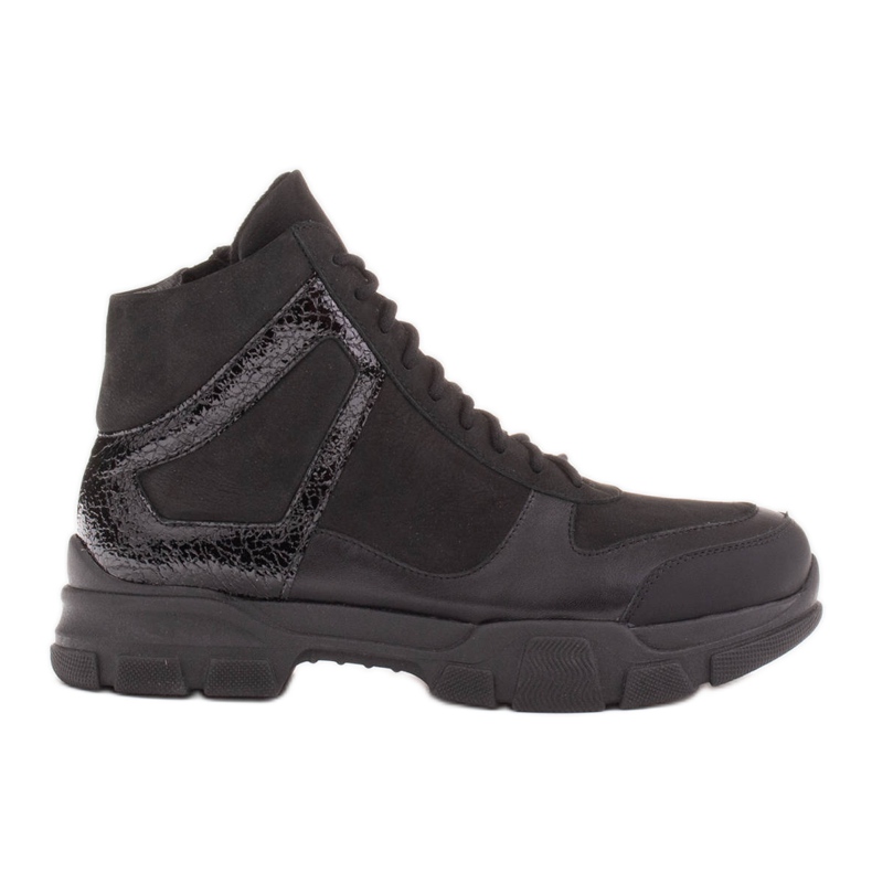 Marco Shoes Sporty Mil boots with decorative varnish black
