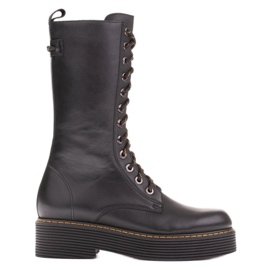 Marco Shoes Lace-up Francess boots with a chunky sole black