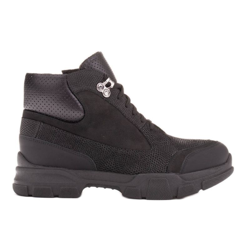 Marco Shoes Natural leather trekking boots black