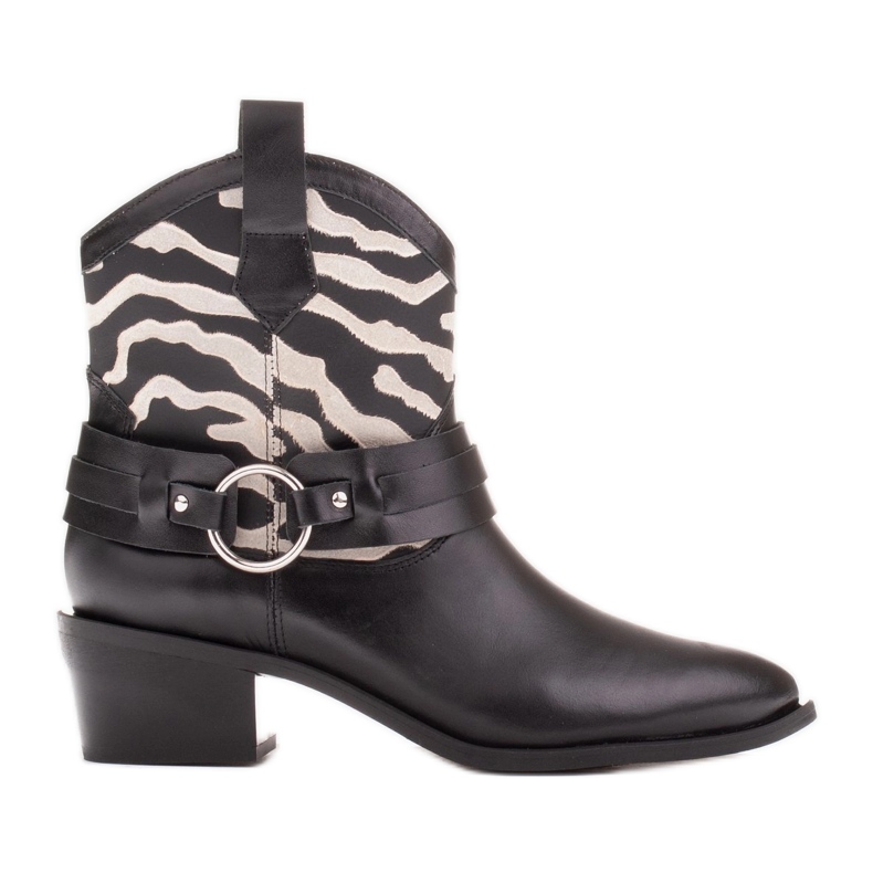Marco Shoes Kaja cowboy boots with a decorative belt black