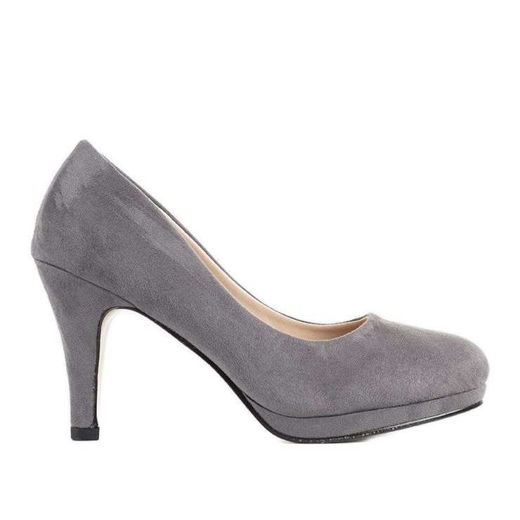 Gray pumps on a Marino heel grey