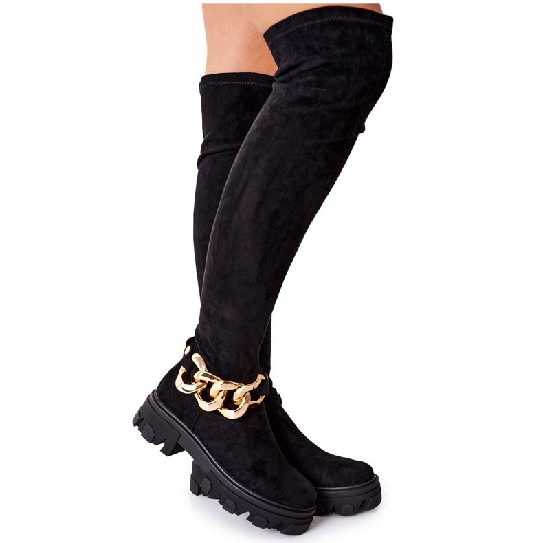 PB1 Black Auckland Suede Over The Knee Boots