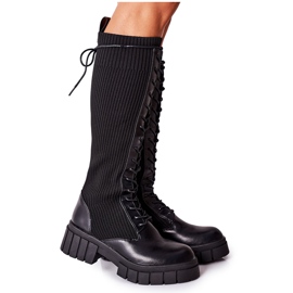 PB1 High Boots with a Sock Black Monteri