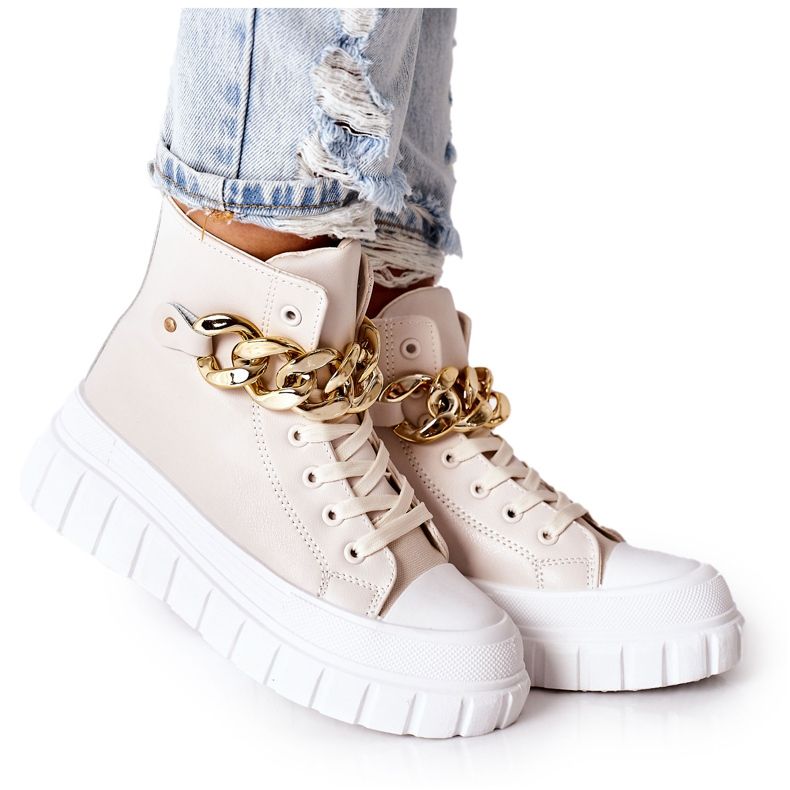 PB1 High Sneakers On The La Rocca Beige Platform