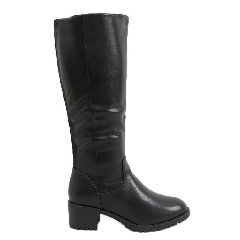 Black high-heeled boots Q400-13 Black