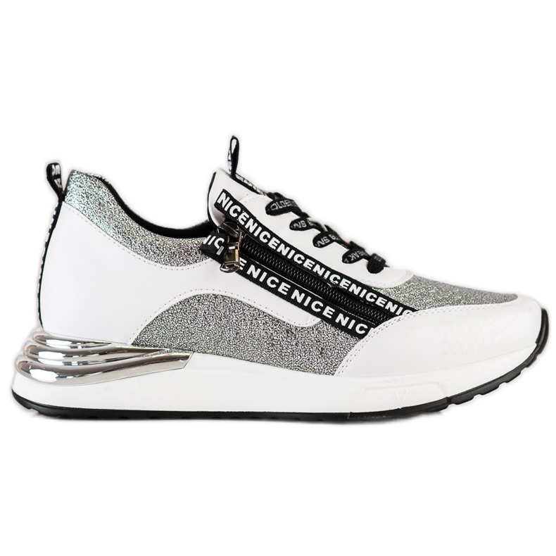 VINCEZA Sneakers With Zipper white grey