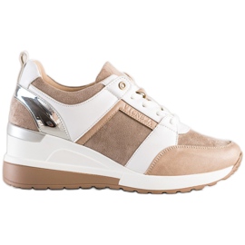 VINCEZA casual sneakers beige white brown