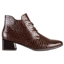 Snake Print VINCEZA lace-up boots brown