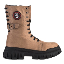 SHELOVET Suede Boots On The Platform brown