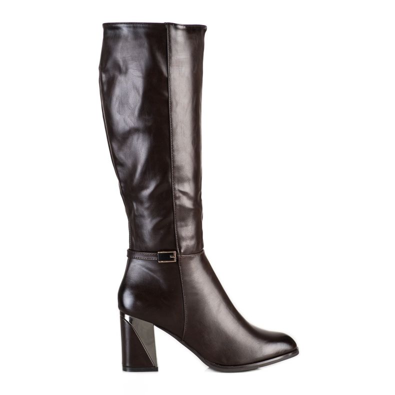 SHELOVET Elegant Brown Boots On A Pillar