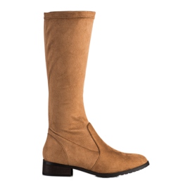 M.Daszyński Suede Flat Heel Boots brown