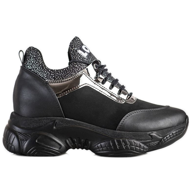 SHELOVET Fashionable Wedge Sneakers Love black