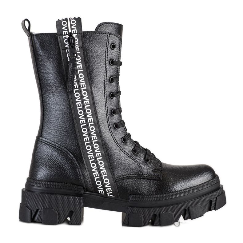 SHELOVET Boots With Eco Leather Love black