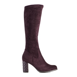SHELOVET Suede high-heeled boots purple