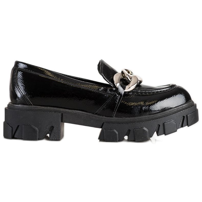 SHELOVET Lacquered Fashion Loafers black SHELOVET Lacquered Fashion Loafers black