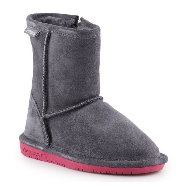 BearPaw Emma Toddler Zipper Jr 608TZ 903 Charcoal Pomberry winter shoes grey