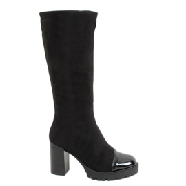 Black boots with wide heels CH19187-1 Black Black boots with wide heels CH19187-1 Black