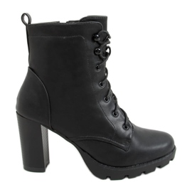 Black Lace-up high heels 77-152 Black
