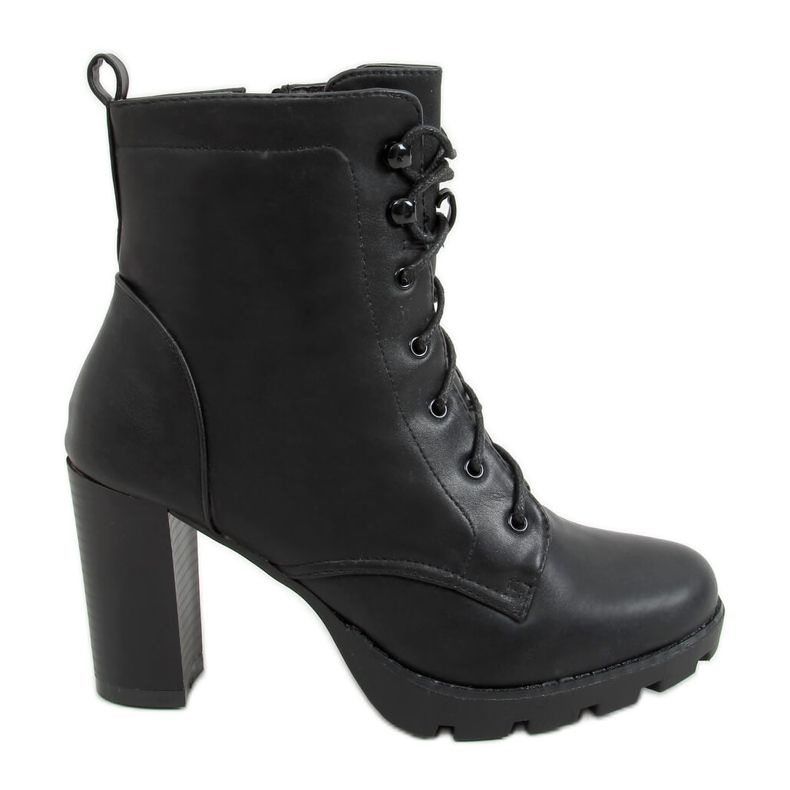 Black Lace-up high heels 77-152 Black