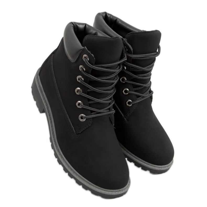 Black women's timber boots F662 Black
