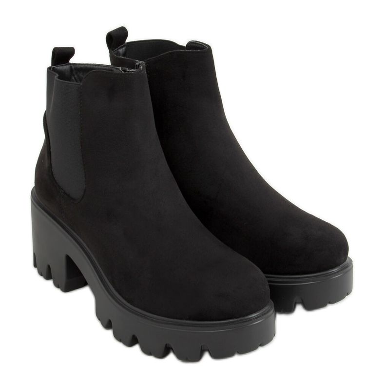 Black Chelsea boots with thick soles CH19201 Black