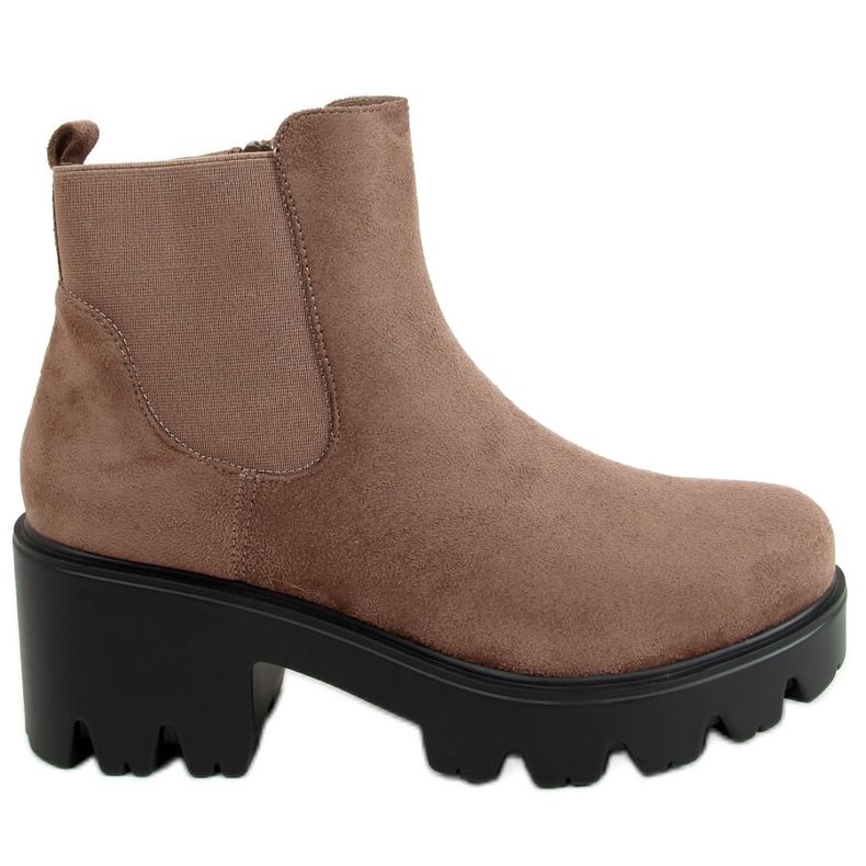 Chelsea boots with a thick sole, dark beige CH19201 Khaki