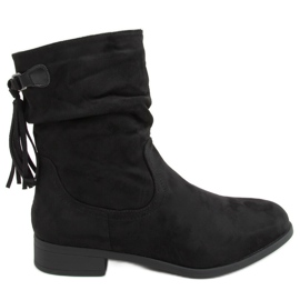 Flat boots with a fringing black B0-330 Black
