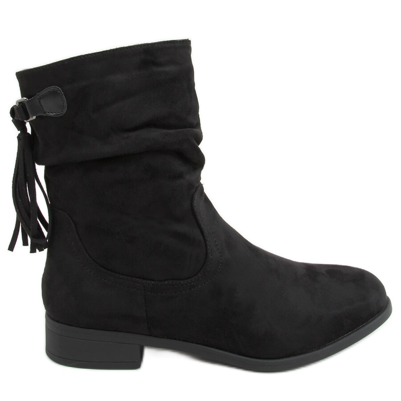 Flat boots with a fringing black B0-330 Black