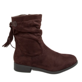 Brown fringed flat boots B0-330 Brown