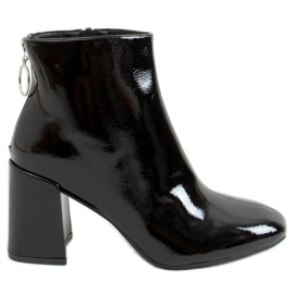 Black lacquered high-heeled boots A-323 Black