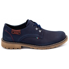Olivier Men's shoes leather ankle boots 812MP navy blue