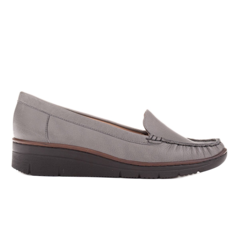Radoskór Comfortable gray women's loafers for a wider foot grey