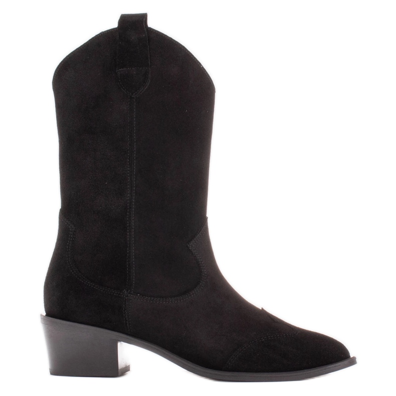 Marco Shoes Black cowboy boots made of natural suede