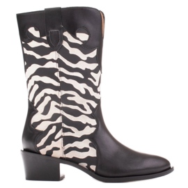 Marco Shoes Clara cowboy boots with decorative stitching black