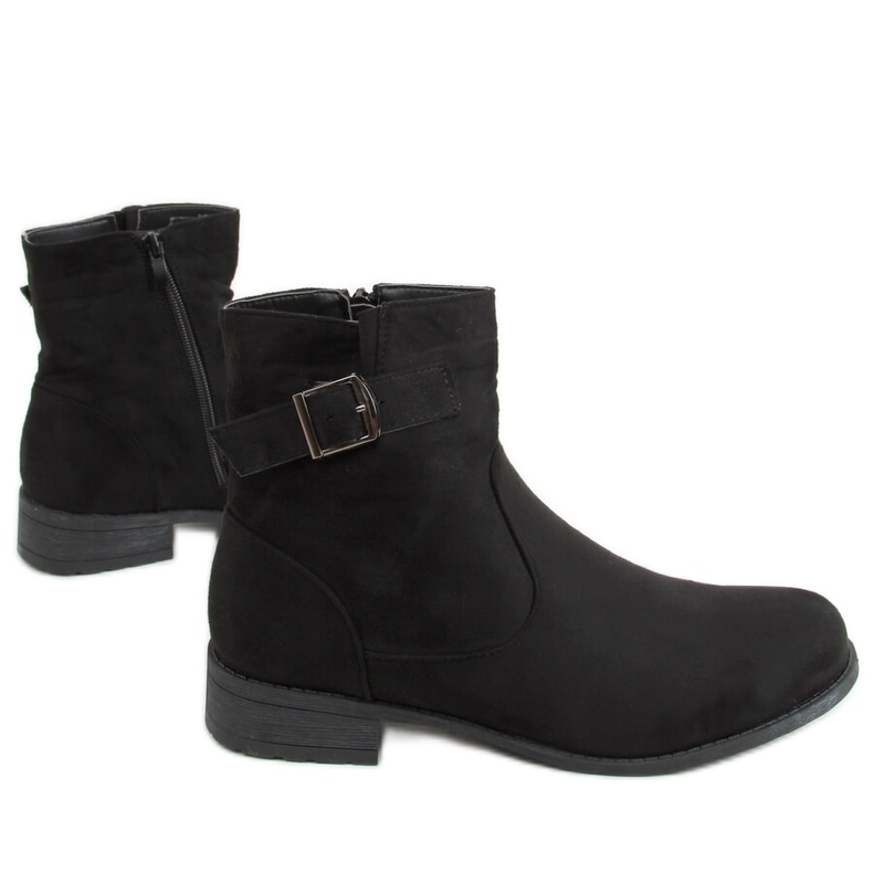 Black flat boots E2151 Black