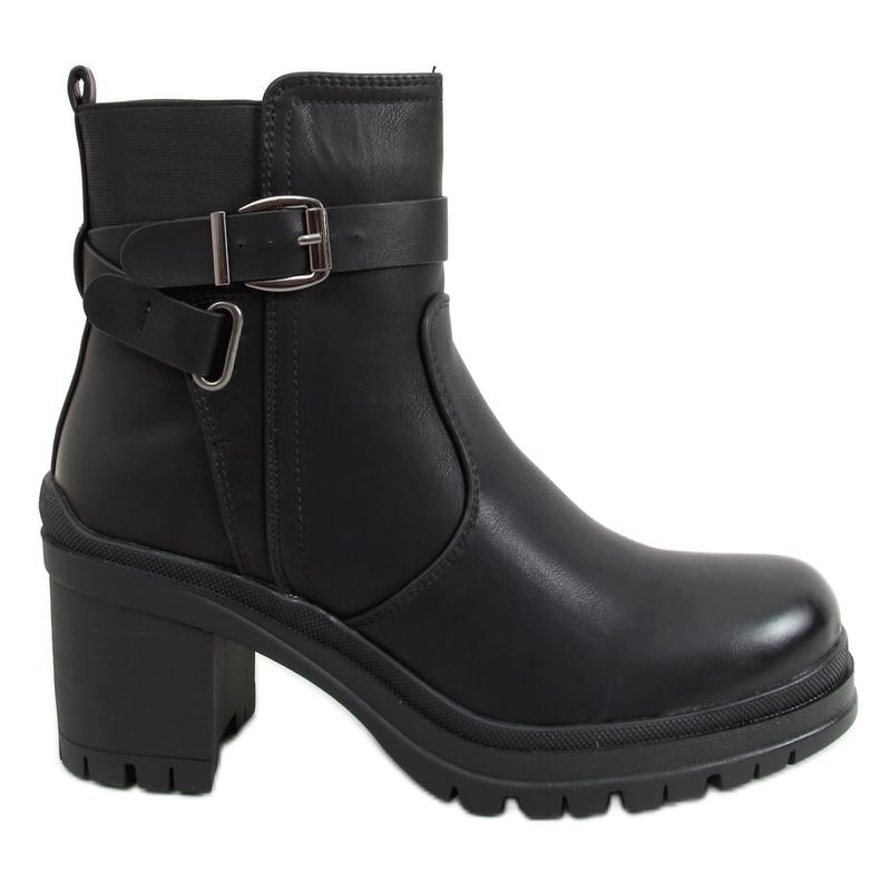 Black military high-heeled boots 8998-11 Black