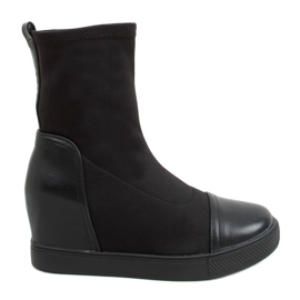Black Sock wedge boots black HQ887 Black