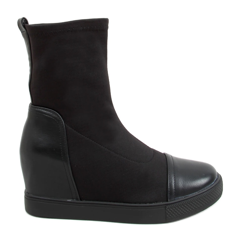 Black Sock wedge boots black HQ887 Black