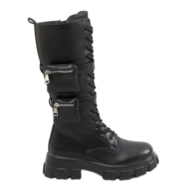 RXJ100 Black boots with pouches