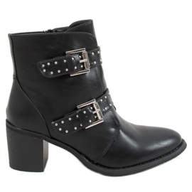 Black high-heeled boots with studs C760 Black