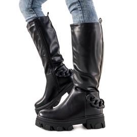 Black boots with a chain Conny Black boots with a chain Conny