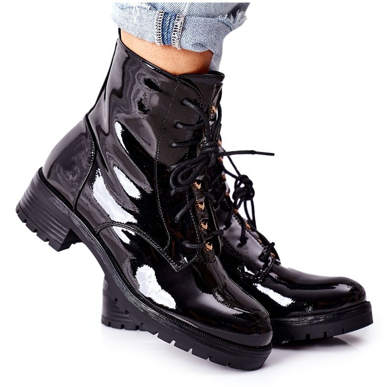 S.Barski Women's Boots Lacquered Black Maniana