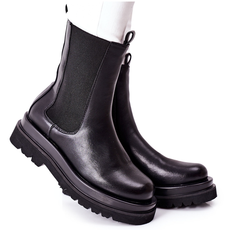 S.Barski Women's High Boots Jodhpur Black Belive